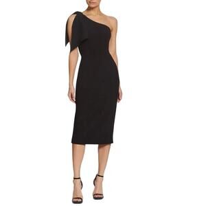 Dress the Population Tiffany One-Shoulder Midi Dress black sz S NEW